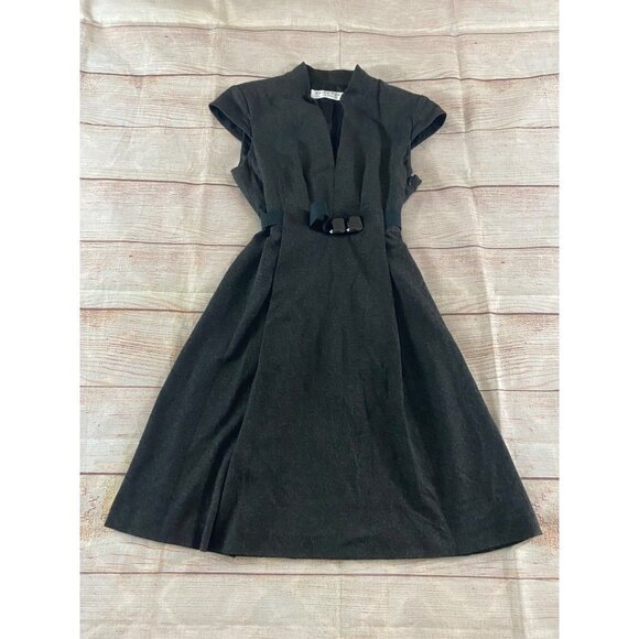 Trina Turk Women's Grey Millionaire Ponte Knit Belted Dress - Small - Picture 6 of 13